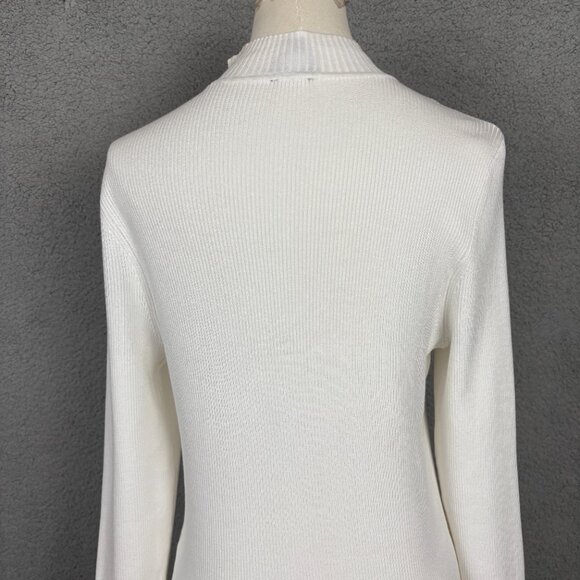 I.n.c. International Concepts Womens Detail Ribbed Mock Neck Sweater White Large - Picture 6 of 11